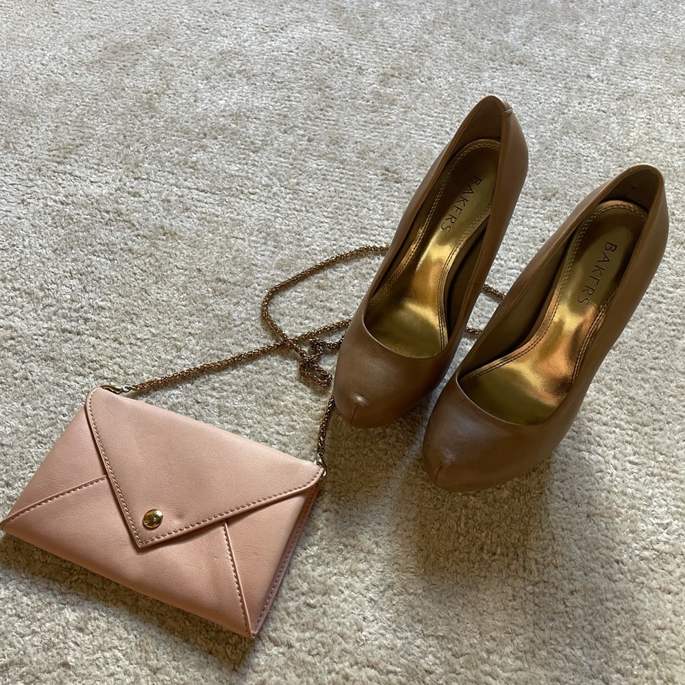 Taupe bakers platform stilettos sz 6